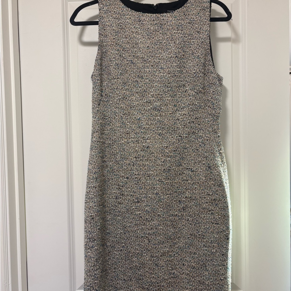 Theory Betty Tweed Shift Dress Sleeveless Lined Knee Length Size 6